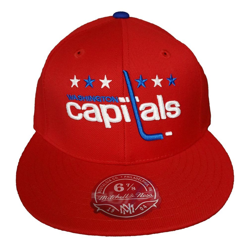 Washington Capitals Mitchell & Ness NHL‎ Fitted 6 7/8 Flatbill Hat Cap Red NWT
